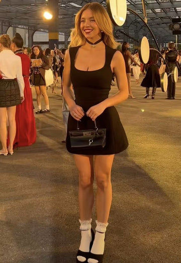 Simple Black A Line Straps Satin Short Homecoming Dress Cocktail Dress Outfits HZ1023